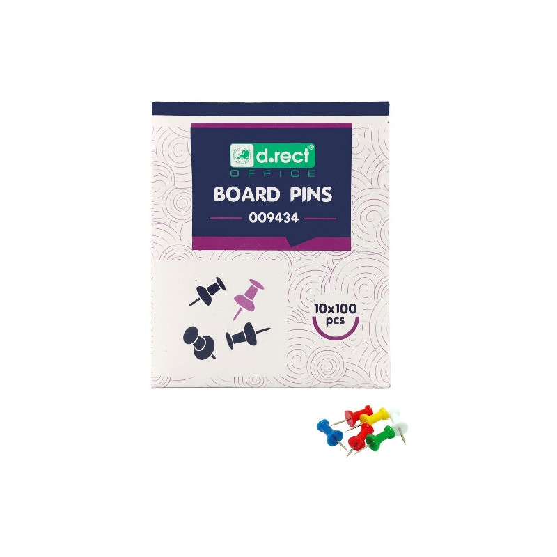 Pinezki tablicowe D.RECT pojemnik 100sztuk 009434 LEVIATAN