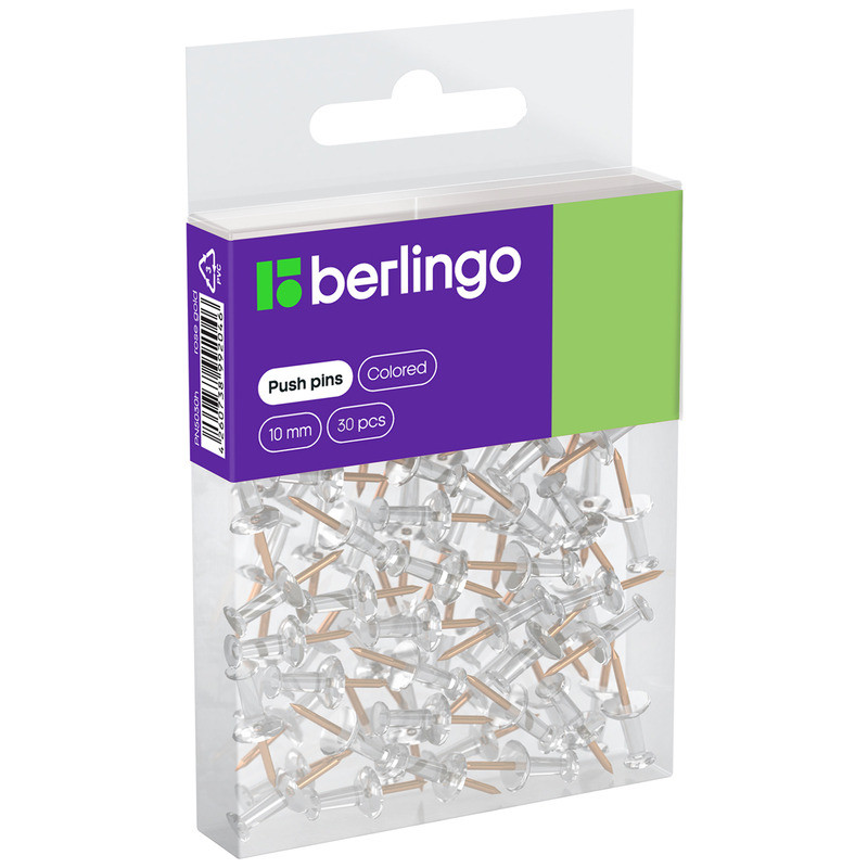 Pinezki 10mm 30 szt. transparentne z igłą w kolorze różowego złota 330188 BERLINGO