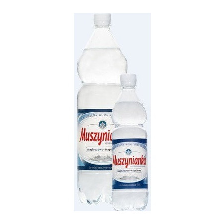 Woda MUSZYNIANKA 1,5L (6szt) wysokozmineralizowana średnionasycona CO2 z kaucją