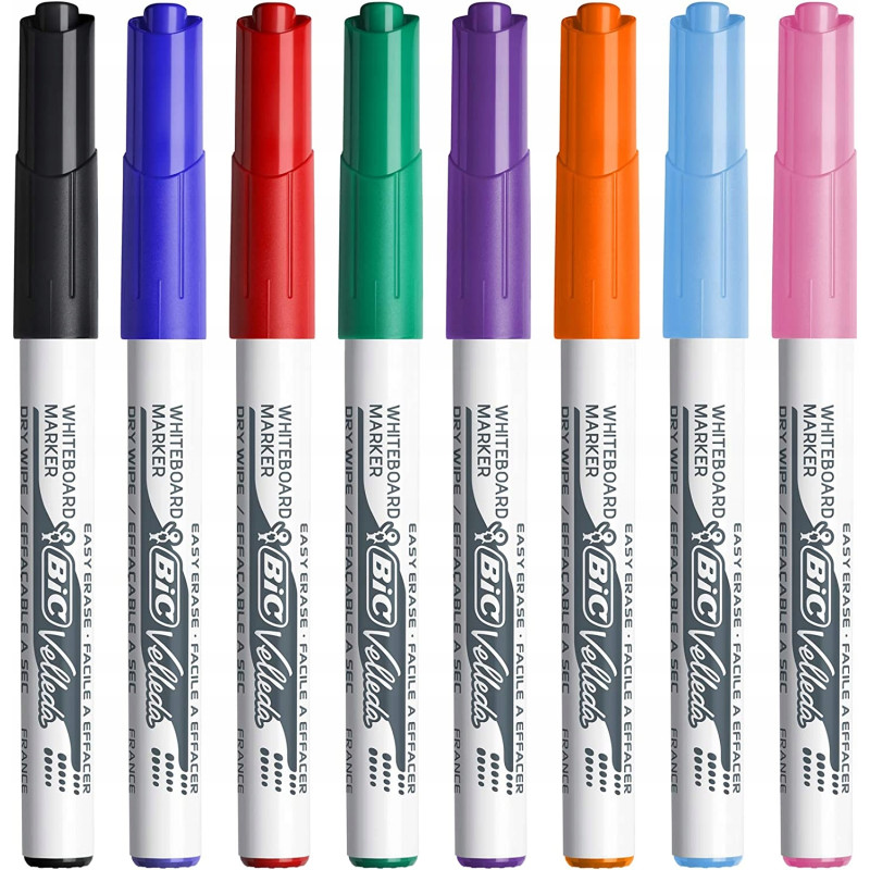 Marker VELLEDA 1741 suchościeralny mix kol. 8szt. okrągła końcówka 503844 BIC