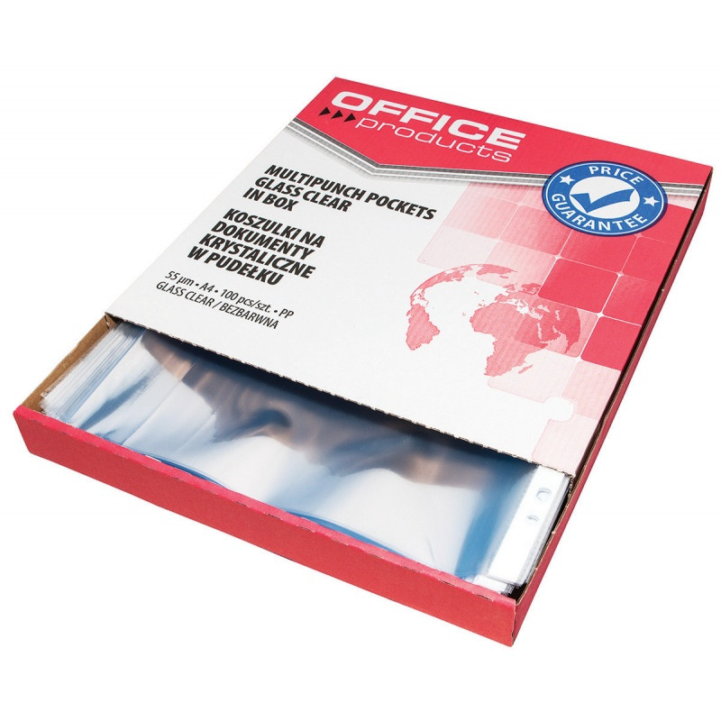 Koszulki krystaliczne na dokumenty PP A4 55mikr. (100szt.) w pudełku 21142535-90 OFFICE PRODUCTS