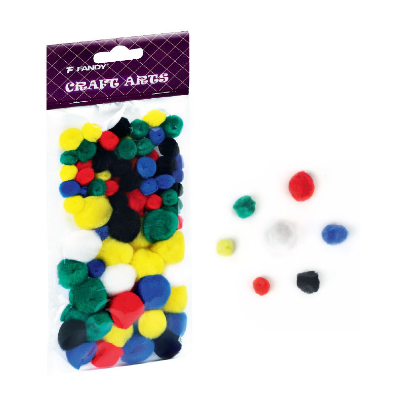 Pompony kolorowe miks 78 szt. Fandy 170-2543