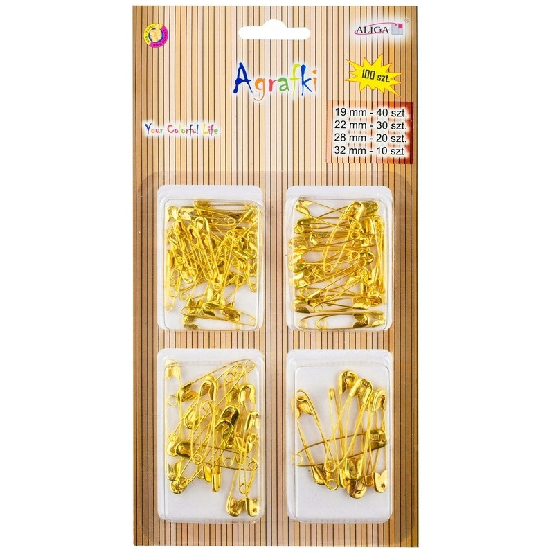 Agrafki złote mix wielkości (100 szt.) AGR-0910 ALIGA