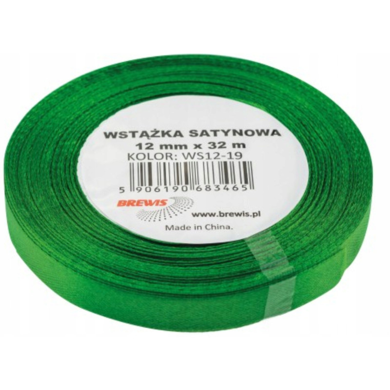 Wstążka satynowa 12mm/32m ws12-19 zielona BREWIS