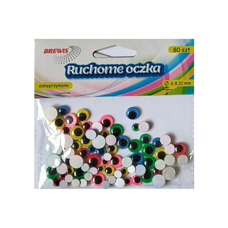 Oczka ruchome okrągłe samoprzylepne 6,8,10mm (80 sztuki) RO20 BREWIS