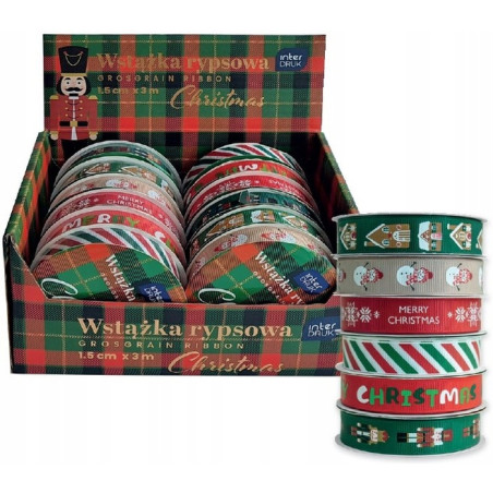 Wstążka rypsowa 3m CHRISTMAS INTERDRUK
