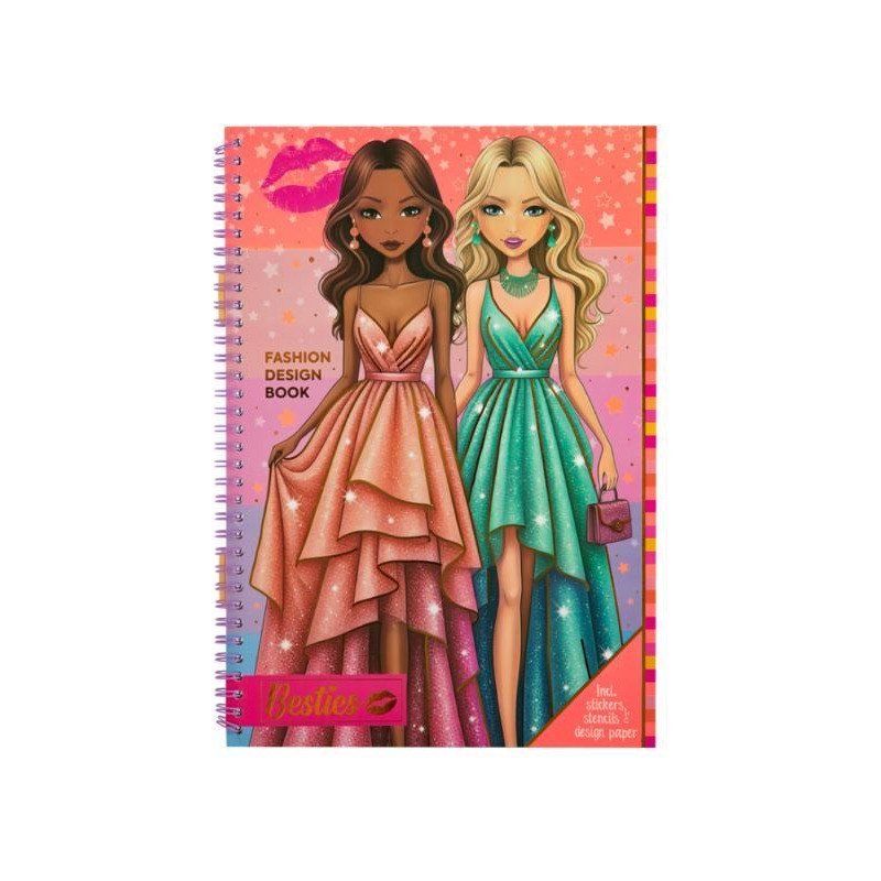 Książka projektowanie mody z naklejkami i szablonami pomarańczowa 140056/2 BESTIES