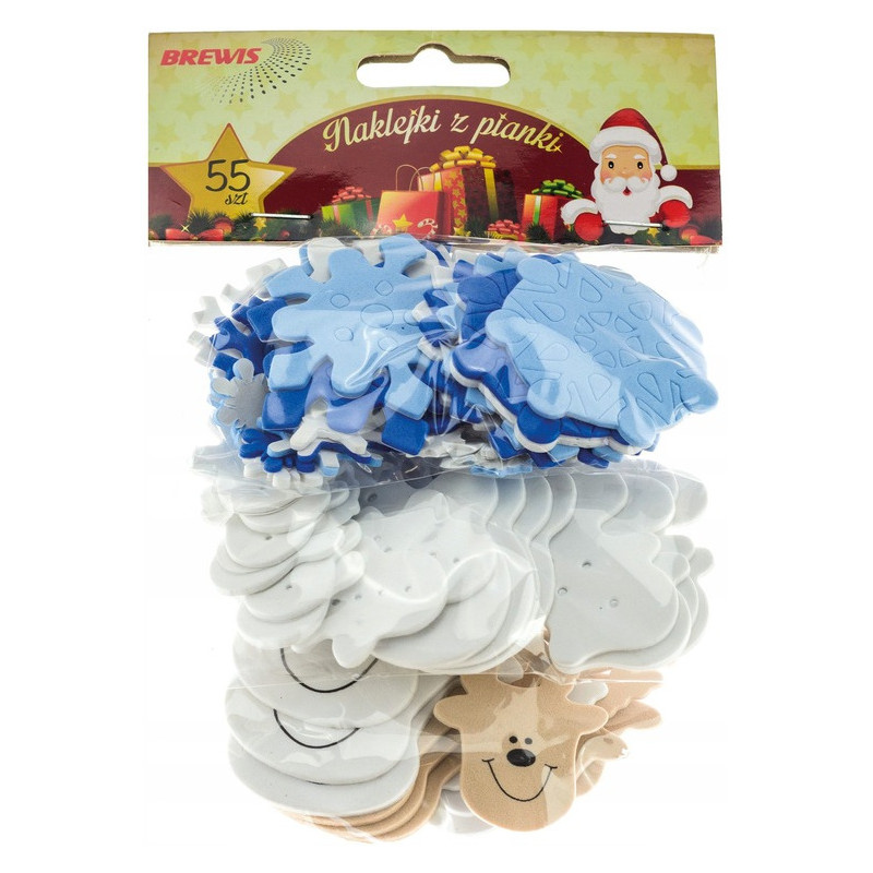 Naklejki z pianki RENIFERY BAŁWANKI 55szt. 681010 PVX04