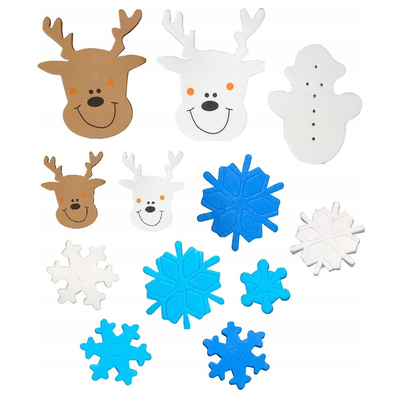 Naklejki z pianki RENIFERY BAŁWANKI 55szt. 681010 PVX04