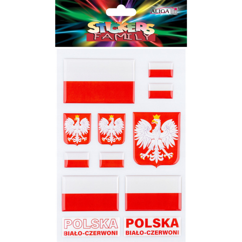 Naklejki wypukłe w barwach narodowych 14x21cm NK-0666 ALIGA