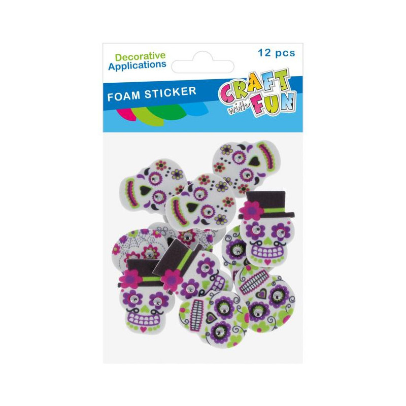 Naklejki piankowe Meksykańskie czaszki 12szt. 572692 CRAFT WITH FUN