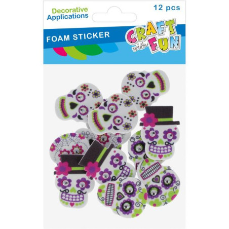 Naklejki piankowe Meksykańskie czaszki 12szt. 572692 CRAFT WITH FUN
