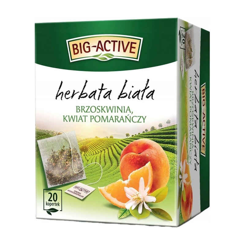 Herbata BIG-ACTIVE biała (20 torebek) Brzoskwinia i kwiat pomarańczy