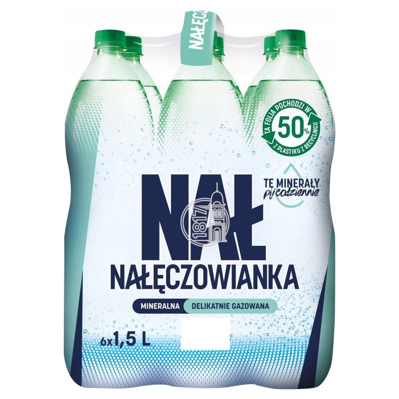Woda mineralna NAŁĘCZOWIANKA 1,5L (6szt) delikatnie gazowana z kaucją