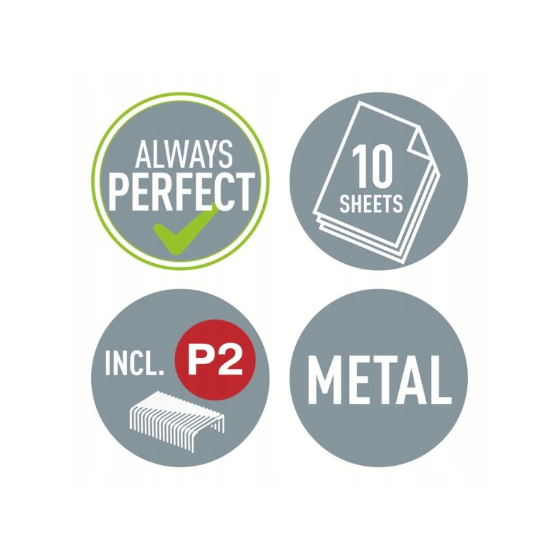 Zszywacz Mini metalowy Leitz WOW, czarny, 10 lat gwarancji, 10 kartek 55281095