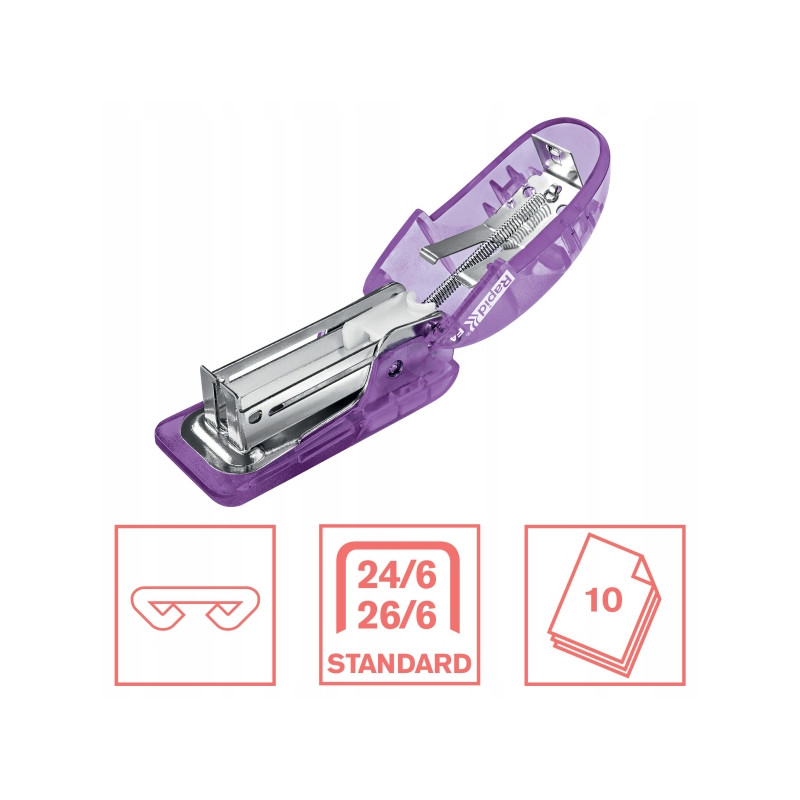Zszywacz mini Rapid Colour`Breeze F4 10 kartek lawendowy 5001532 RAPID