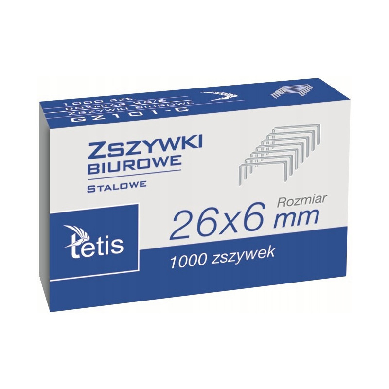Zszywki biurowe 26/6 1000szt. GZ101-C TETIS