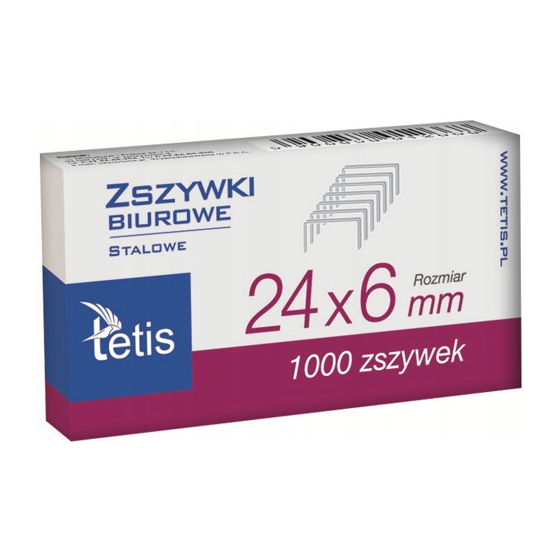 Zszywki biurowe 24/6 1000szt GZ101-A TETIS