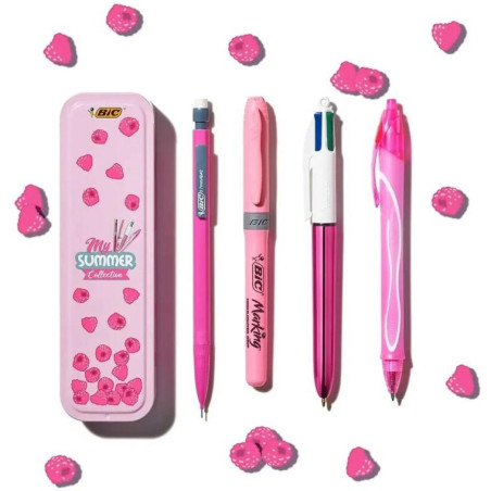 Zestaw SUMMER różowy box 4 sztuki w metalowym pudełku 978219 BIC