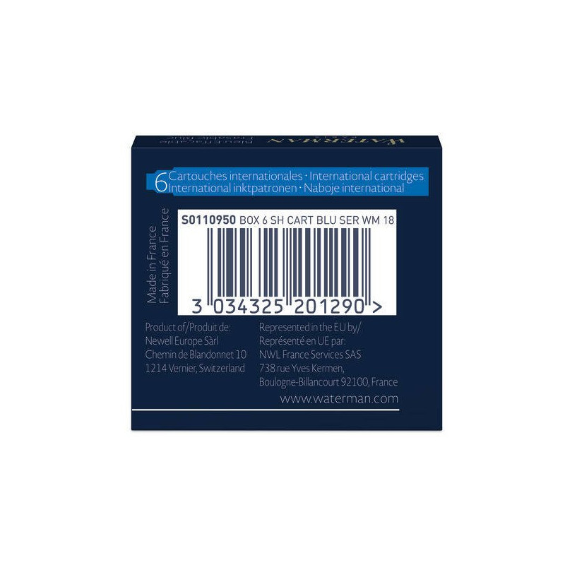 Naboje WATERMAN krótkie niebieskie S0110950