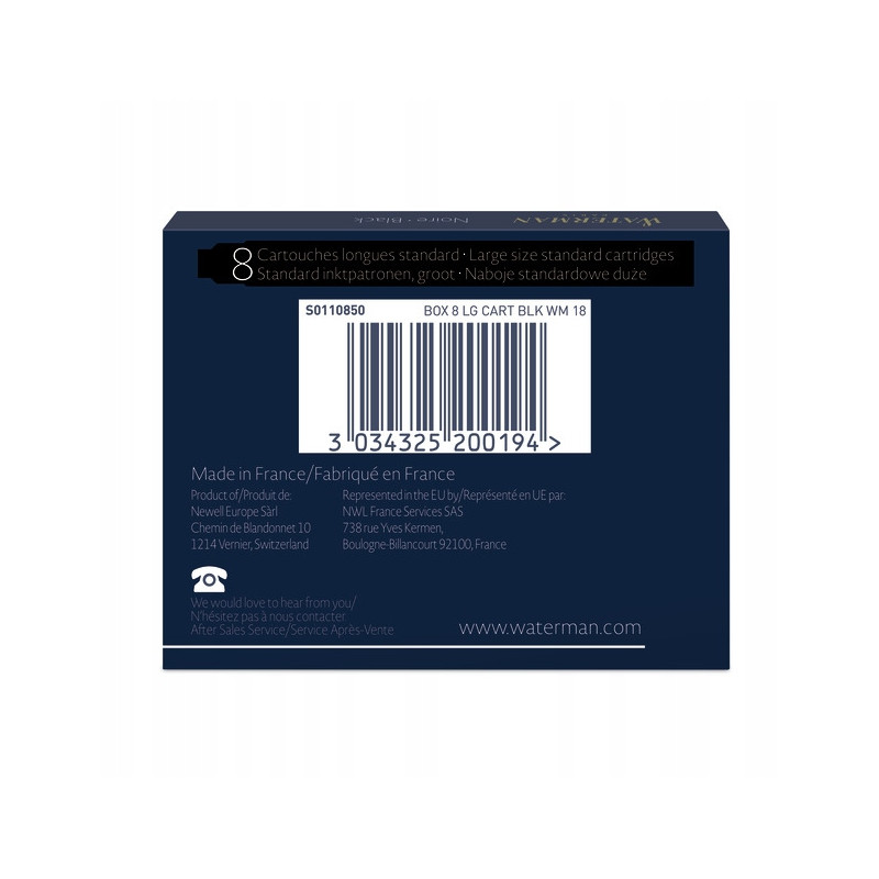 Naboje WATERMAN (8szt.) czarne S0110850
