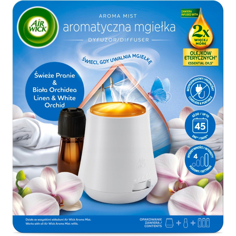 Dyfuzor AIR WICK Aroma Mist Mgiełka z olejkami 20ml Świeże pranie & biała orchidea
