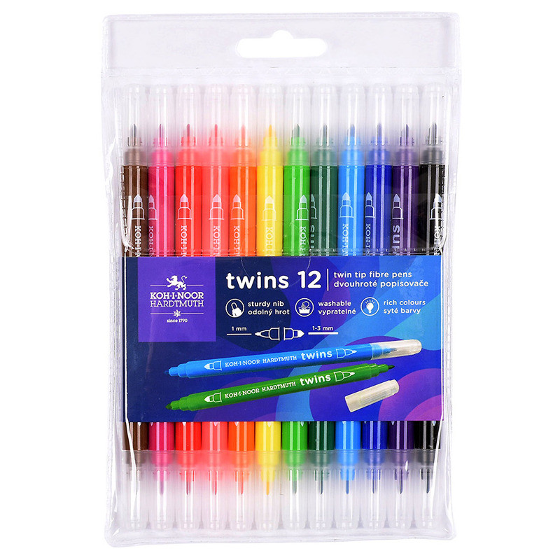 Flamastry dwustronne 12 kolorów TWINS 771023/AB4 KOH-I-NOOR