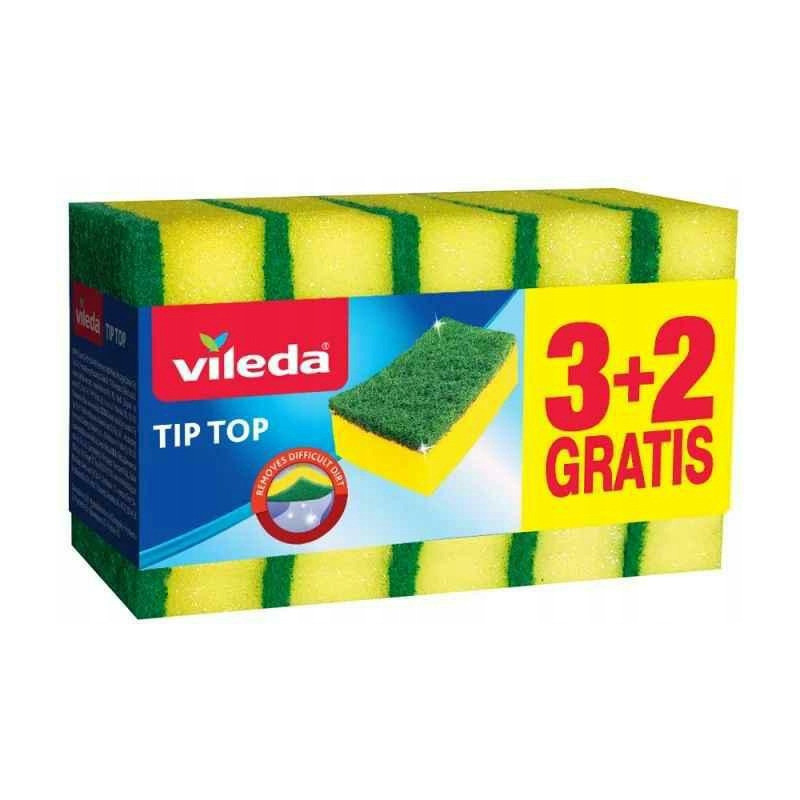 Gąbka do zmywania VILEDA Tip Top 9,5x7cm (3+2 szt) żółta