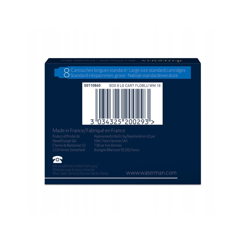 Naboje WATERMAN niebieskie (8szt.) S0110860