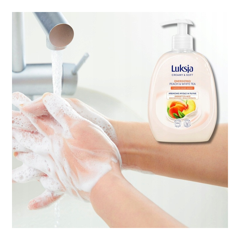 Mydło w płynie z dozownikiem LUKSJA 500ml. BRZOSKWINIA