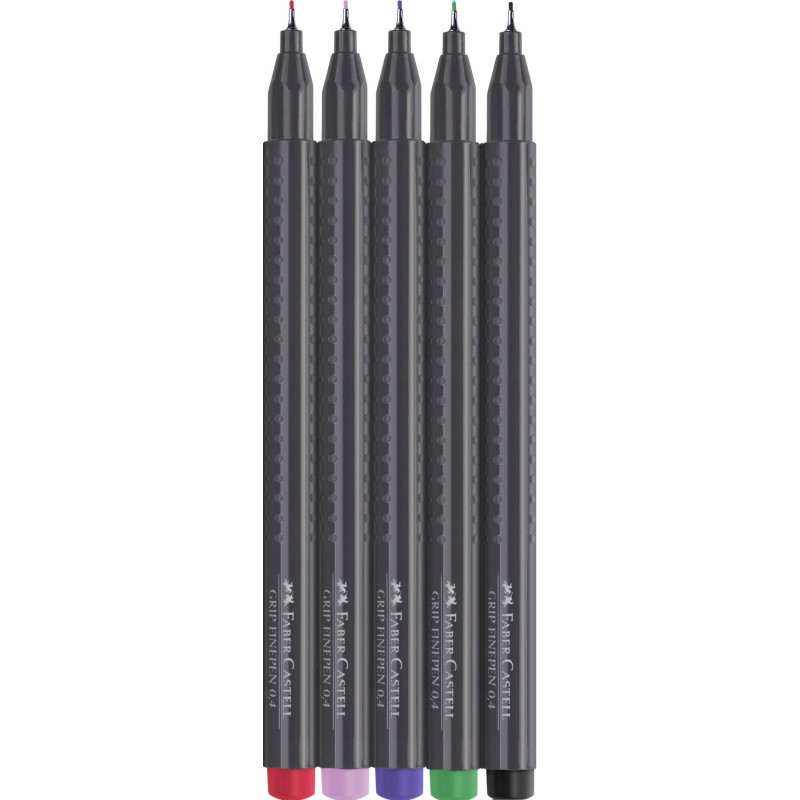 Cienkopisy GRIP 5 kolorów podstawowych 151604 FABER-CASTELL