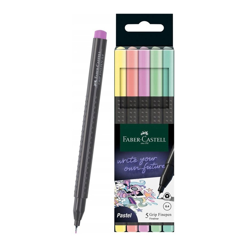 Cienkopisy GRIP 5 kolorów pastelowych 151602 FABER-CASTELL