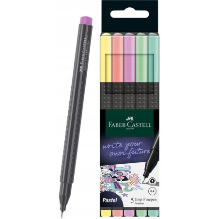 Cienkopisy GRIP 5 kolorów pastelowych 151602 FABER-CASTELL
