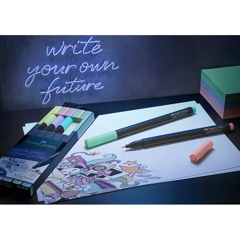Cienkopisy GRIP 5 kolorów pastelowych 151602 FABER-CASTELL