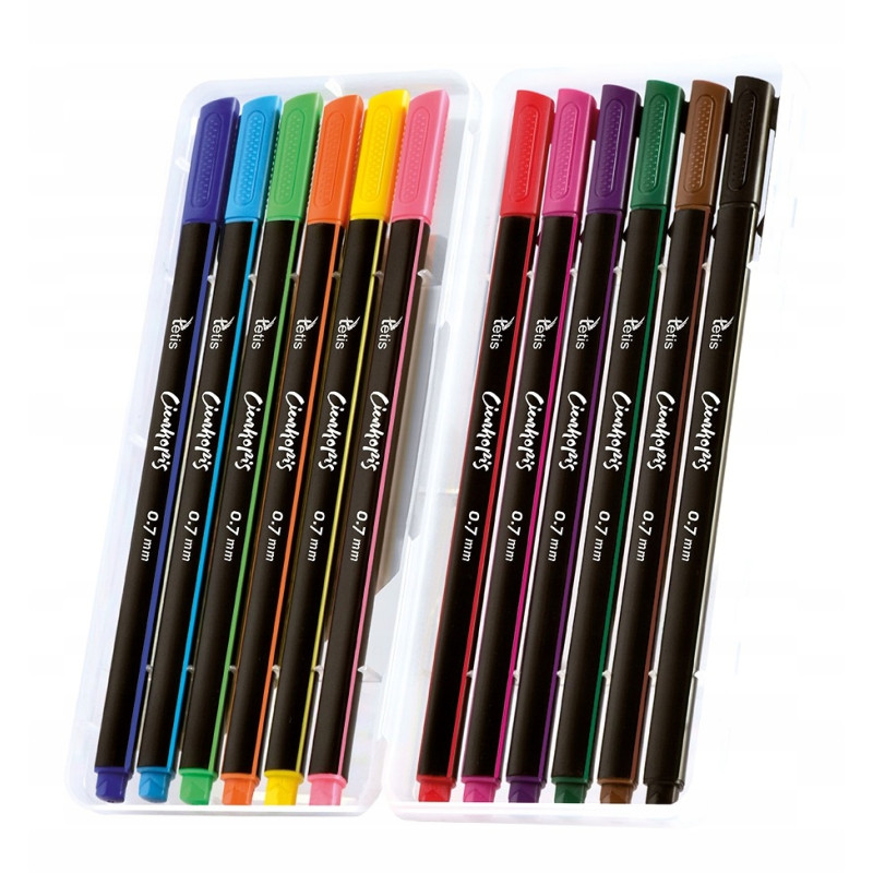 Cienkopis trójkątny 0.7mm 12kolorów KC001-B TETIS