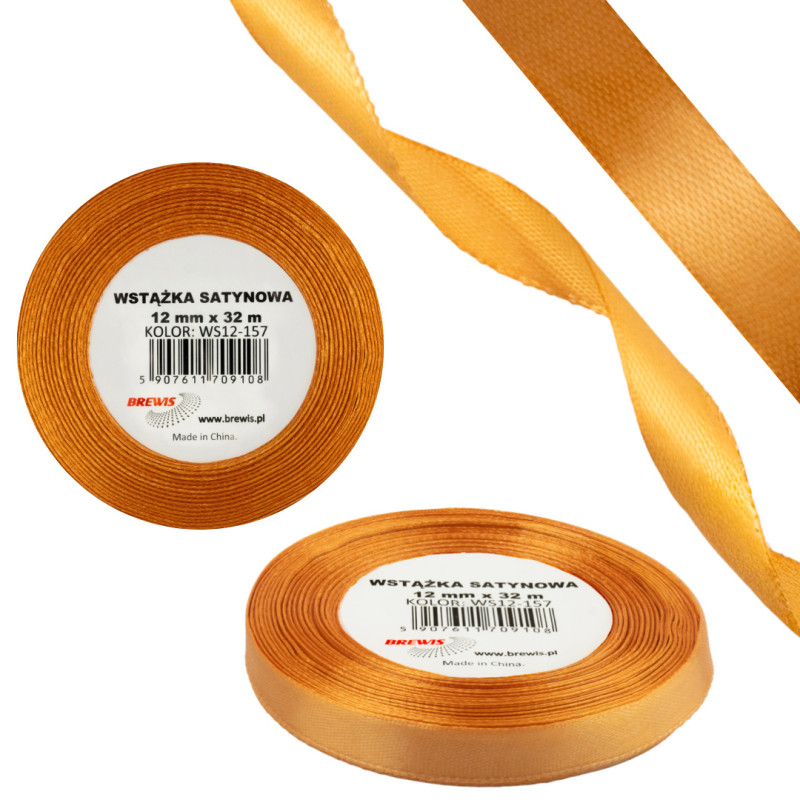 Wstążka satynowa 12mm/32m WS12-157 nagietkowy BREWIS