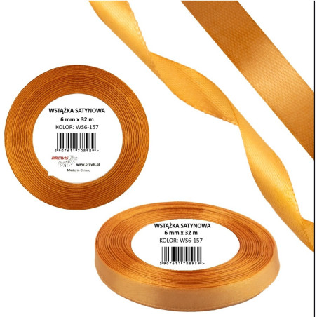 Wstążka satynowa 6mm/32m WS6-157 nagietkowy BREWIS