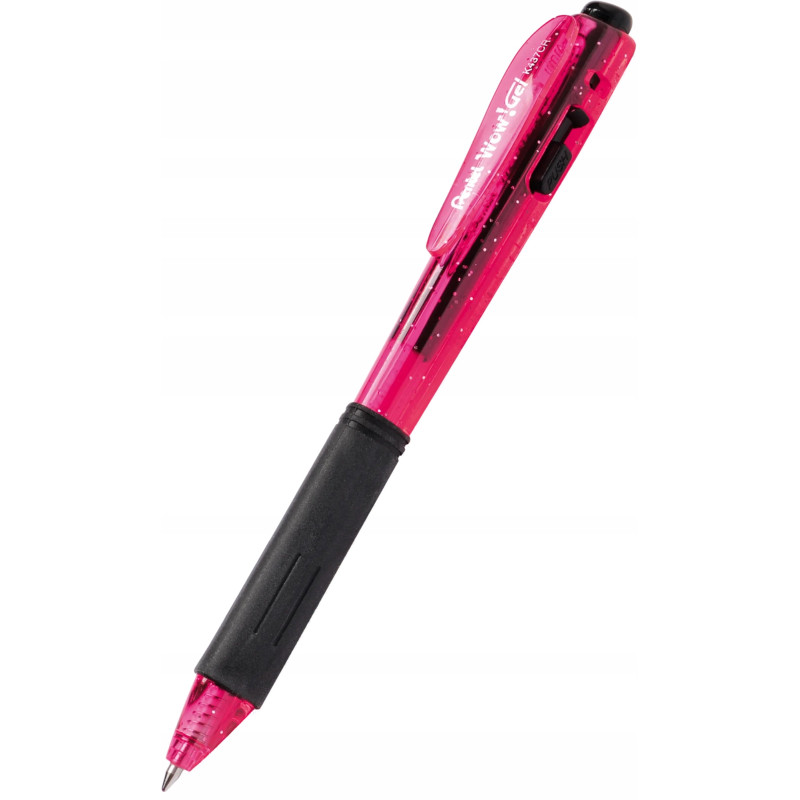 Długopis żelowy WOW K437CR/B czerwony pstryk.gum.uchwyt PENTEL
