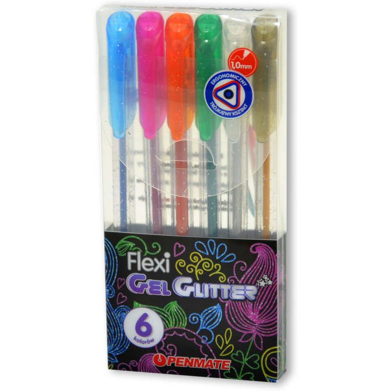 Dlugopis żelowy brokatowy FLEXI GEL 6 kolorów TT8507 Penmate