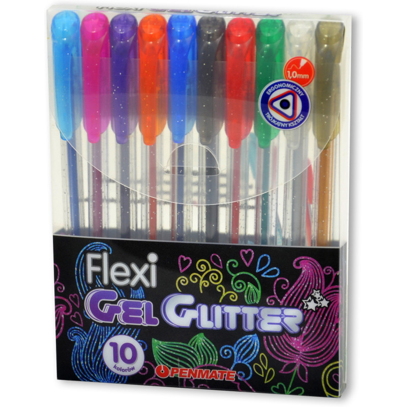 Dlugopis żelowy brokatowy FLEXI GEL 10 kolorów TT8508 Penmate