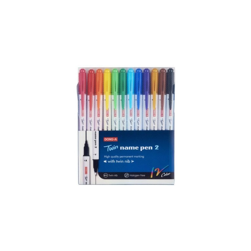 Pisak F/M dwustronny permanentny 12 kol. NAME PEN 2 DONG-A TT7914