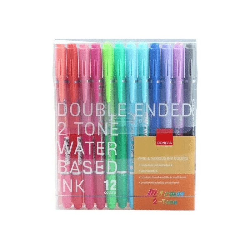 Pisaki dwustronne 12 kolorów z pędzelkiem My Color 2 TT8368 DONG-A