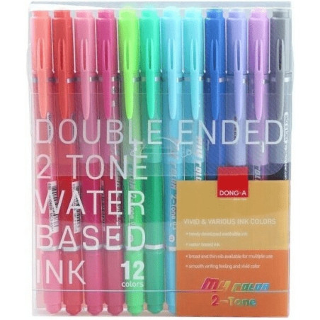 Pisaki dwustronne 12 kolorów z pędzelkiem My Color 2 TT8368 DONG-A