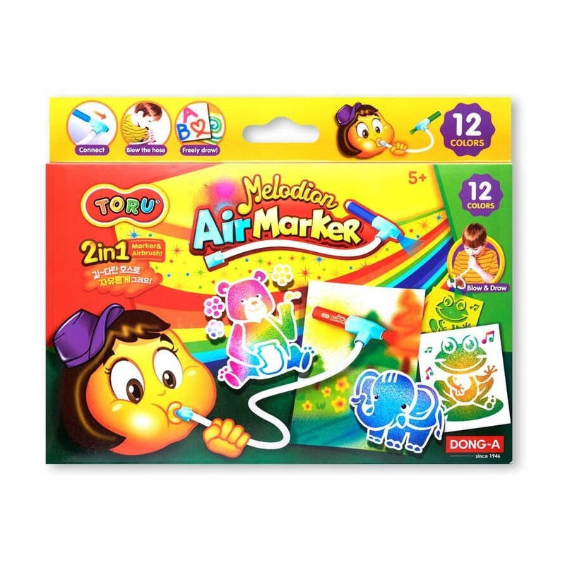 Markery z rozpylaczem i szablonami 12 kolorów TT8165 Dong-A