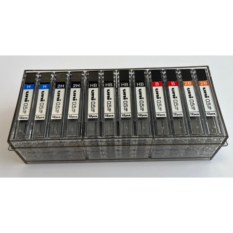 Grafit do ołówków automatycznych 0,5mm (30xHB,12xH,3x2H,12xB,3x2B) UL-1405/5D UNI