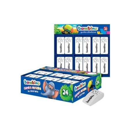 Gumki szkolne do ścierania mazania MYSZKA Zestaw 24 sztuki BAMBINO St.Majewski