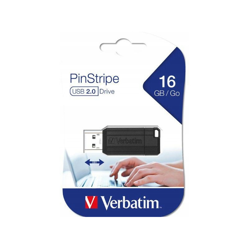 Pamięć USB 16GB VERBATIM USB 2.0 czarny 49063 PIN STRIPE