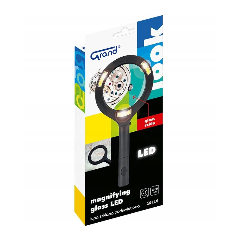 Lupa szklana z podświetleniem LED - szkło powiększające 85mm GR-L01 120-1961 GRAND