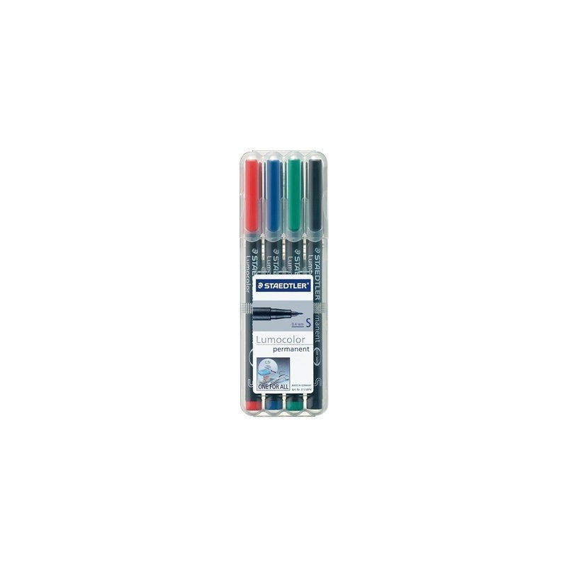 Foliopis permanentny S313 WP4 etui 4szt. LUMOCOLOR STAEDTLER S313WP4
