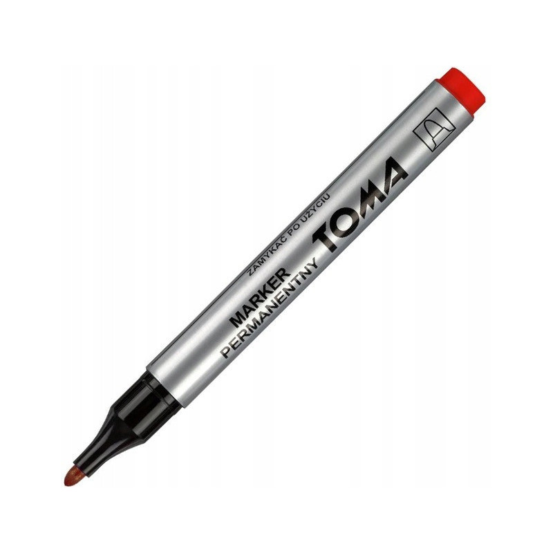 Marker permanentny czerwony, okrągła końcówka TO-090 TOMA